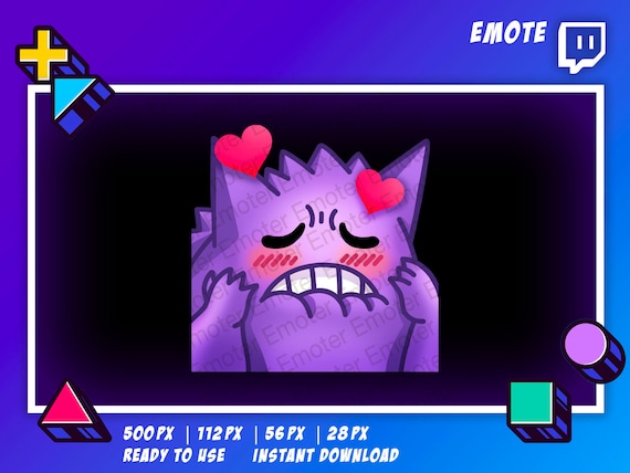 Twitch Pokemon Emote Gengar Shy Love Fan Valentinstag Scarlet.