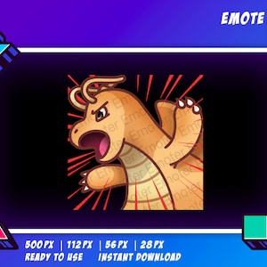 Twitch Pokemon Emote - Dragonite Mad Angry Ban - Scarlet Violet pokemon - Kawaii - Arte digital