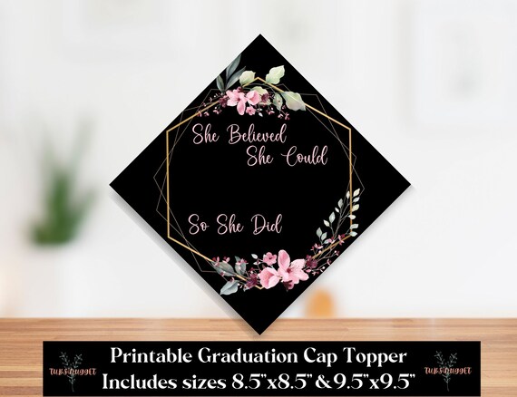 Grad Cap Topper Printable DIY Graduation Cap Decoration She | Etsy