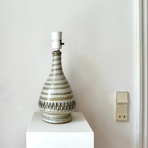Edith Madsen SØHOLM  TABLELAMP lamp foot, denmark, stoneware, relief, handmade 1970s