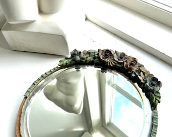 english, antik wooden carved flower ribbon MIRROR, boho, eclectic, interior