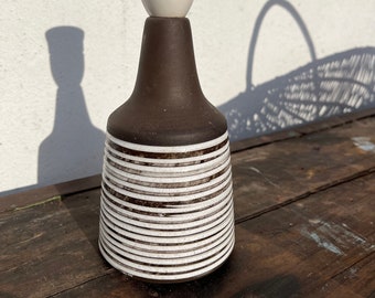 STONEWARE TABLELAMP RELIEF, scandinavian, vintage table lamp/lamp foot with white stripe relief, 1970s