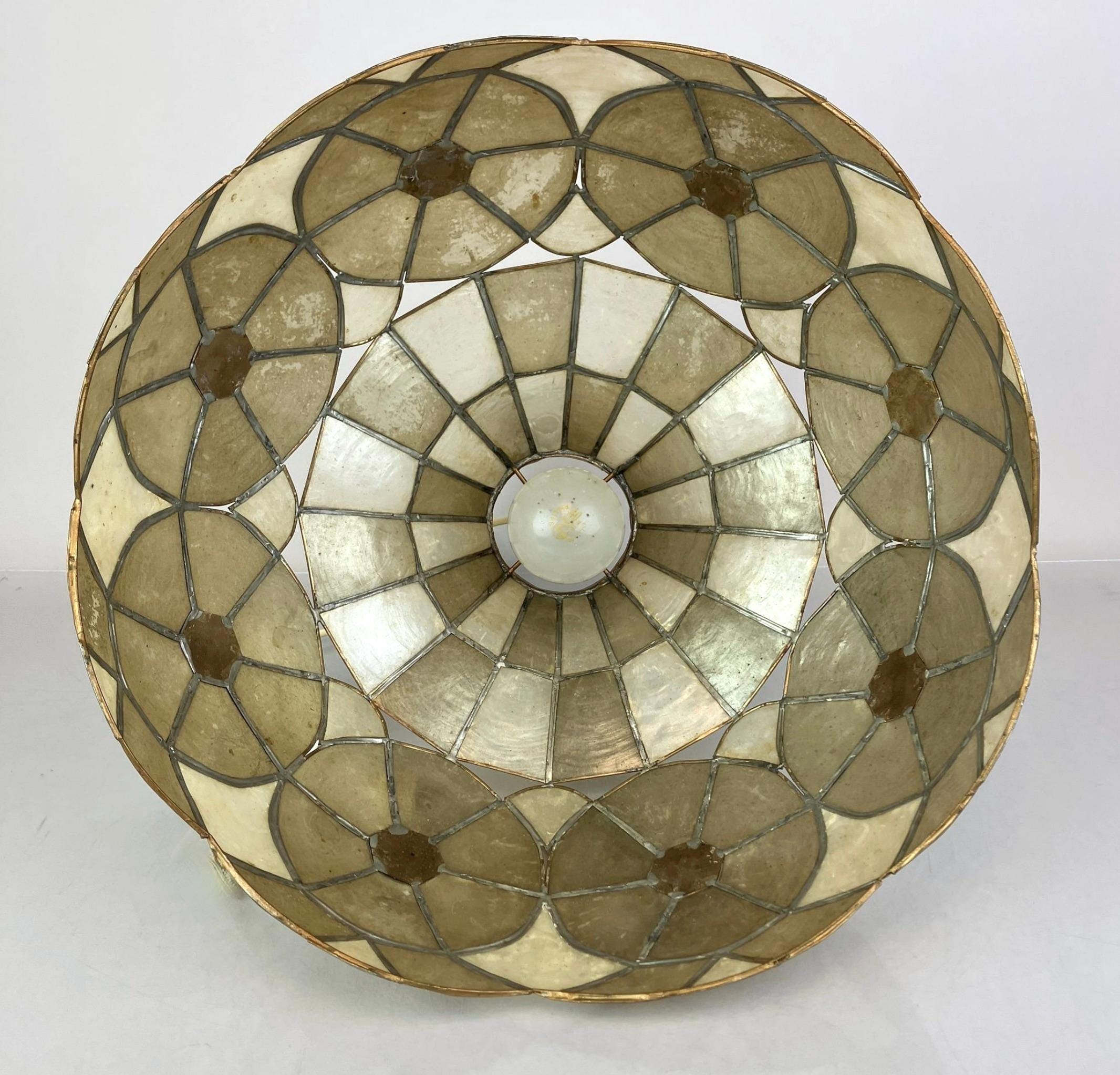 Large Vintage SEASHELL /capice Shell Ceiling / Pendant Lamp, Vintage ...