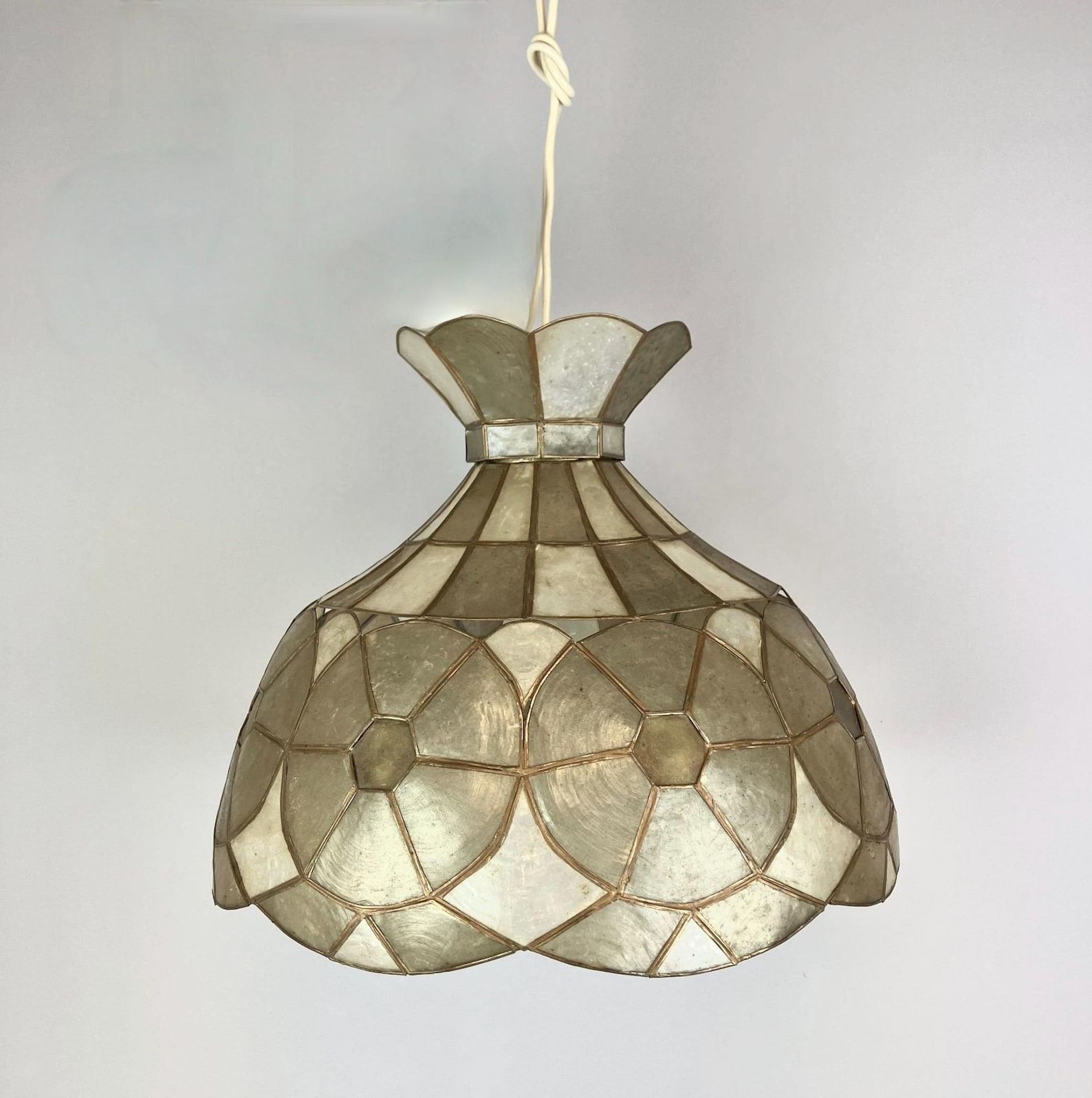 Large Vintage SEASHELL /capice Shell Ceiling / Pendant Lamp, Vintage ...