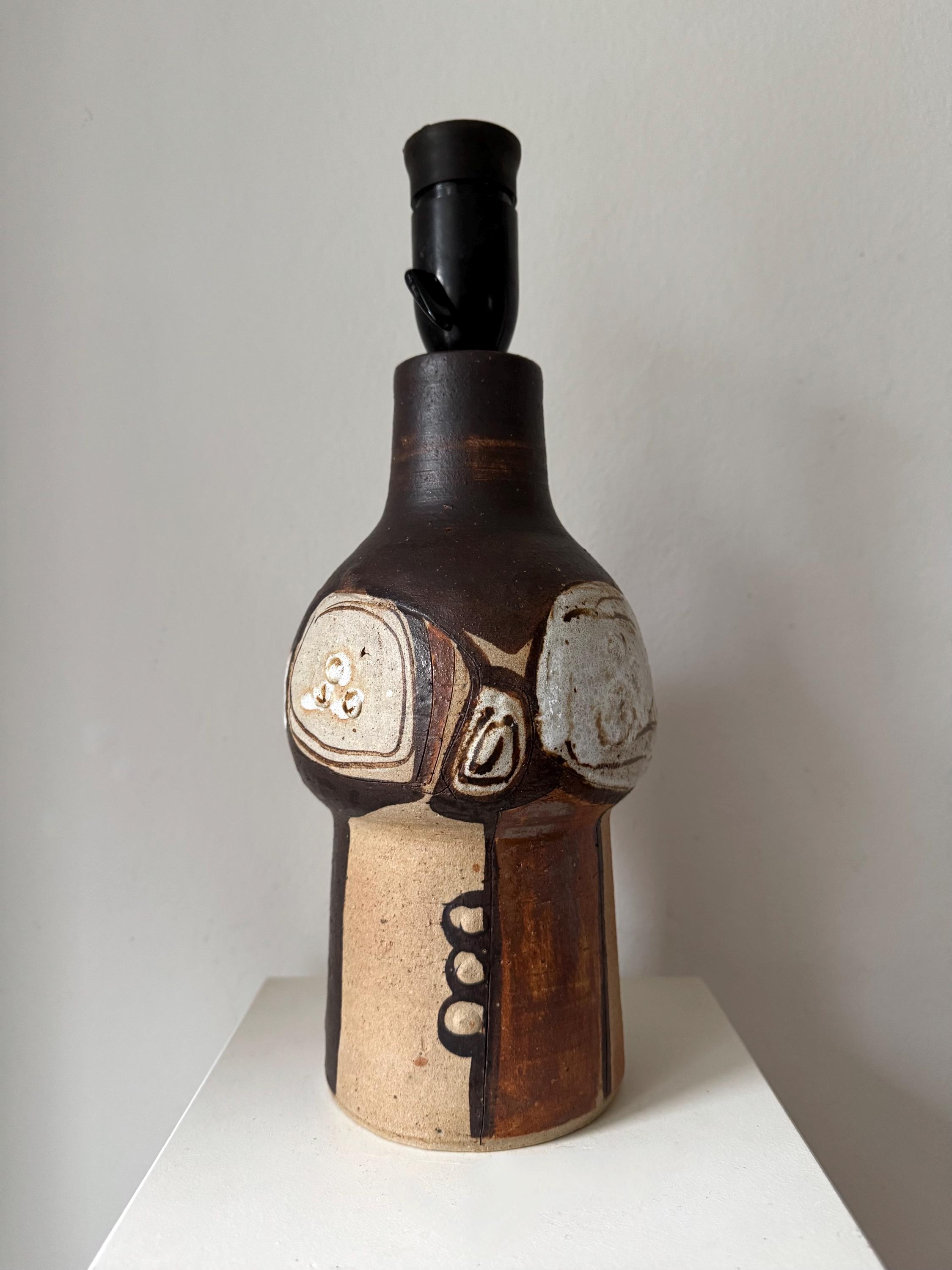 Danish Vintage Table Lamp, by Hanne Salomon, 1960s, Studio Ceramic