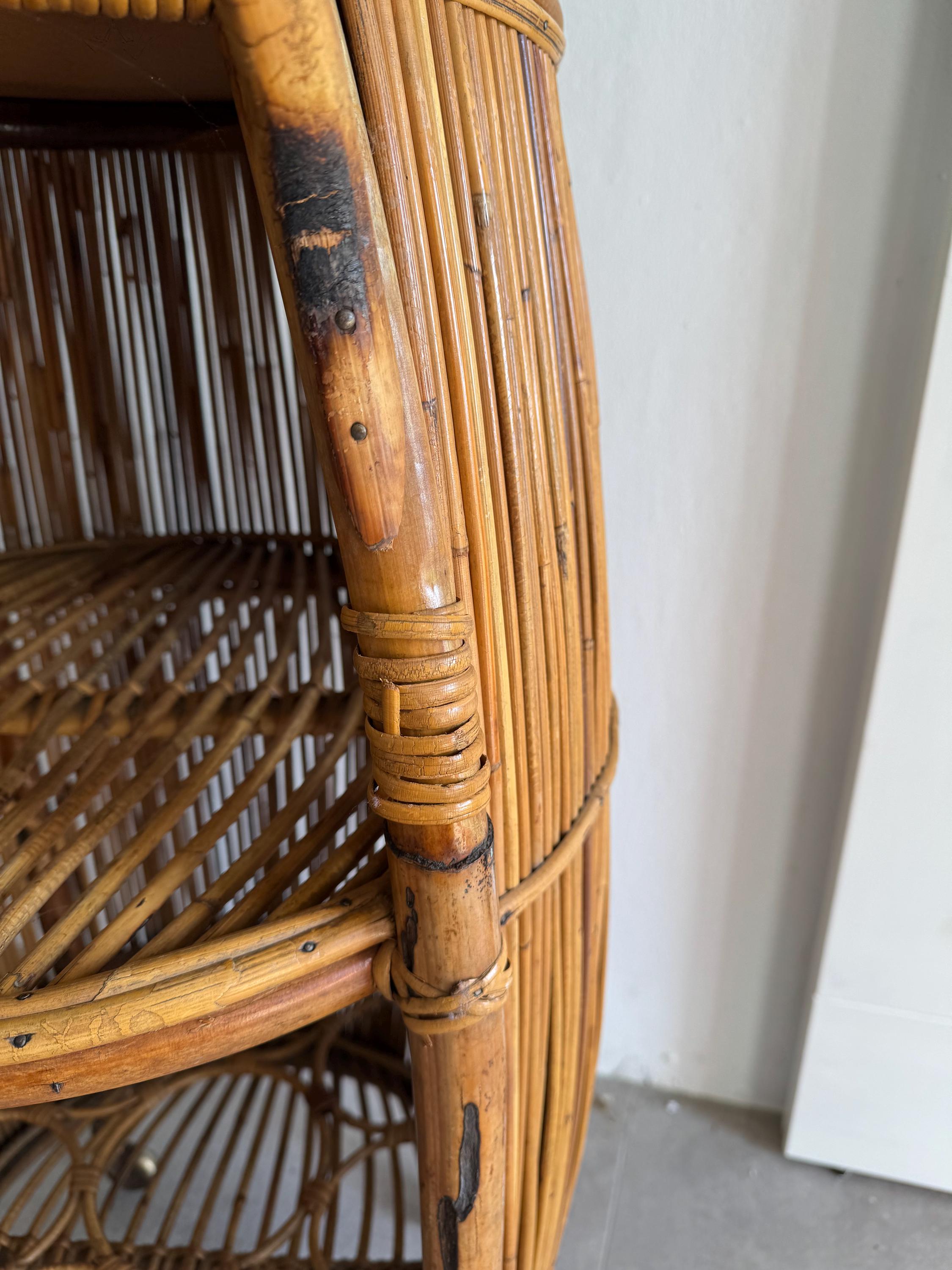 ヴィンテージのイタリア製竹/籐製バートロリー、「Bar Sports