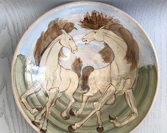 CERAMIC BOWL HORSE ilustración, esmaltado, gres/cerámica, vintage