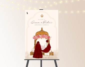 Sikh Anand Karaj - Indian Wedding Sign - Digital File