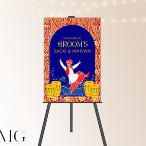 Groom&#39;s Jago Maiyan Pre-Event Sign - Sikh Indian Wedding Sign - Digital File