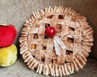 Fake apple pie, faux apple pie, faux pie, primitive apple pie, fake bake pies, wreath attachments, fall decor, tiered tray decor