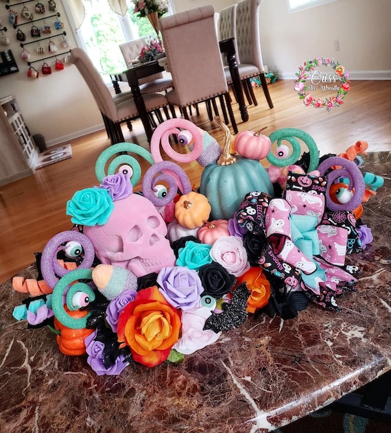 Pastel Halloween Centerpiece Halloween Centerpiece Pastel Decor Pink Halloween Decor Etsy