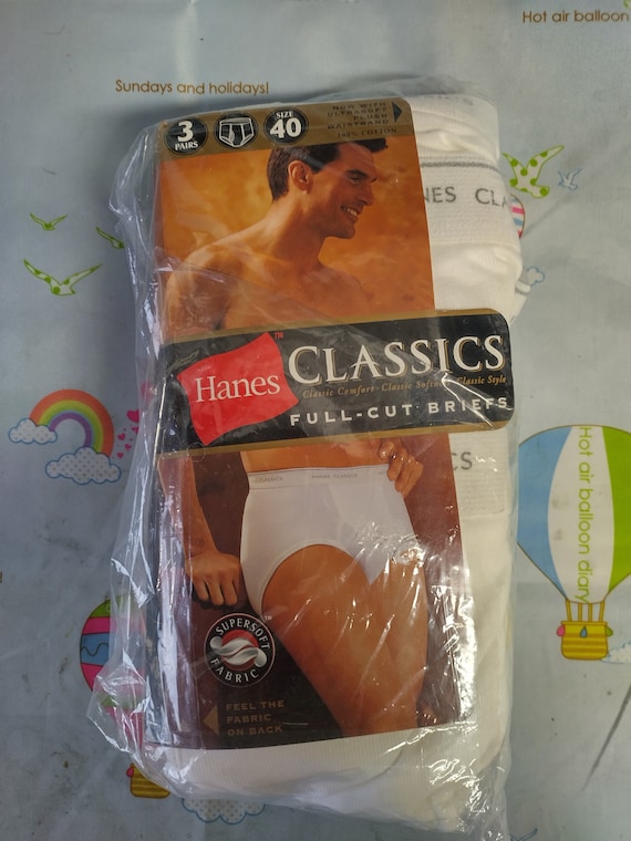 NEW Vintage HANES Mens 5 Pair Pairs White Briefs Underwear Size XL