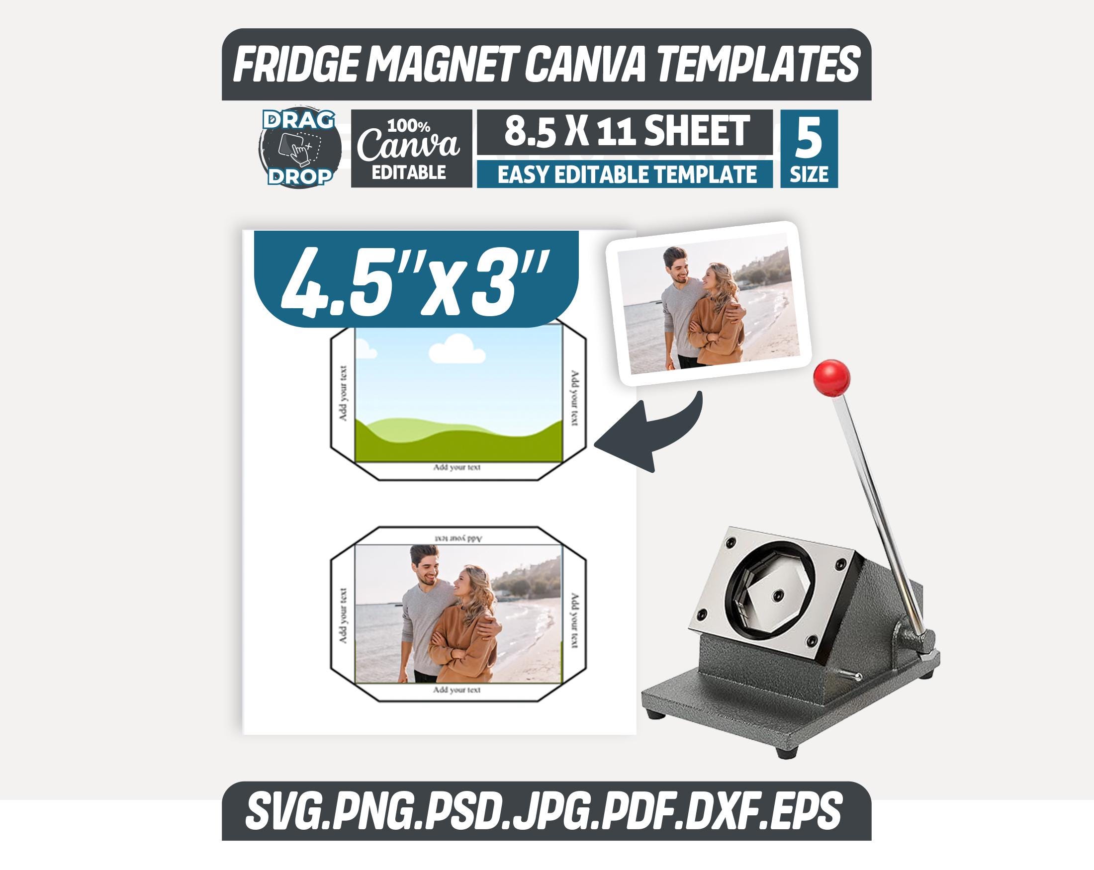 5 Sizes Square Magnet Template | Canva Editable Fridge Photo Magnet ...