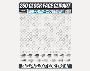 Clock Face SVG Bundle 500 Files, Clock Numbers Svg, Clock Hand, Cut Files, Cricut Silhouette, Roman Numeral Clipart Instant Download