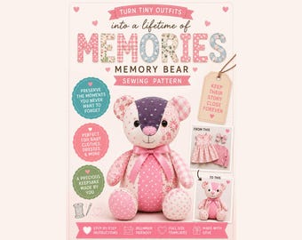 Memory Bear Sewing Pattern PDF | Keepsake Teddy Bear Pattern | Memorial Bear Plush Sewing Pattern | Baby Clothes Memory Bear Tutorial