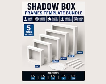 Shadow Box Frame SVG Bundle, Laser Cut Shadow Box Template, 5 Sizes Included, Cricut Shadow Box Files, Glowforge Frame SVG