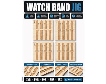 Watch Band Jig SVG, Apple Watch Strap Jig, Laser Engraving Alignment Template, Watch Strap Holder, Glowforge xTool LightBurn File