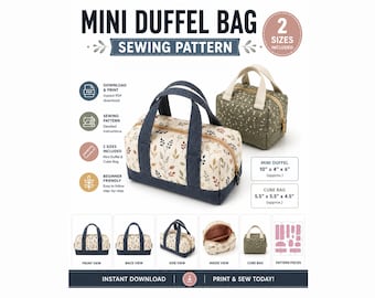 Mini Duffel Bag Sewing Pattern PDF | 2 Sizes Included | Cube Bag Pattern | Printable PDF | DIY Travel Bag | Instant Download