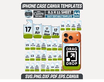 iPhone Case Canva Templates Bundle, iPhone 17 16 15 14 13 12 11 Case Sublimation Templates, Editable Phone Case Svg Png Pdf Dxf