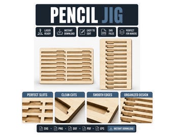 Pencil Engraving Jig SVG, Pencil Alignment Template, Laser Engraving Fixture, Personalized Pencil Production Jig, Glowforge xTool File