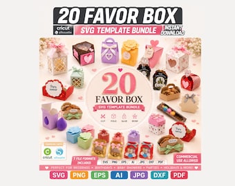 Favor Box SVG Bundle, 20 Gift Box Templates, Cricut Favor Box SVG, Wedding Favor Box, Party Box Template, Silhouette Cut Files