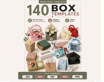 140 Box Template SVG Bundle, Gift Box SVG Bundle, Paper Box Templates, Cricut Box Files, Favor Box SVG, Packaging Templates, Laser Cut Files