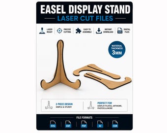 Easel Display Stand SVG, Laser Cut Display Stand Template, Picture Frame Stand SVG, Plate Holder SVG, Glowforge xTool Laser Cut Files
