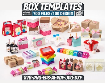 Box SVG Bundle, 100 Gift Box Templates, Favor Box Svg, Treat Box SVG, Packaging Svg Bundle, Cricut Box Template, Wedding Favor Box, Mega SVG