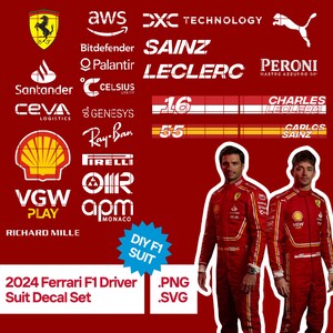Ferrari 2024 Formel 1 Logo-Aufkleber für Ferarri Racer Suit - SVG und PNGs - Instant Download Dateien