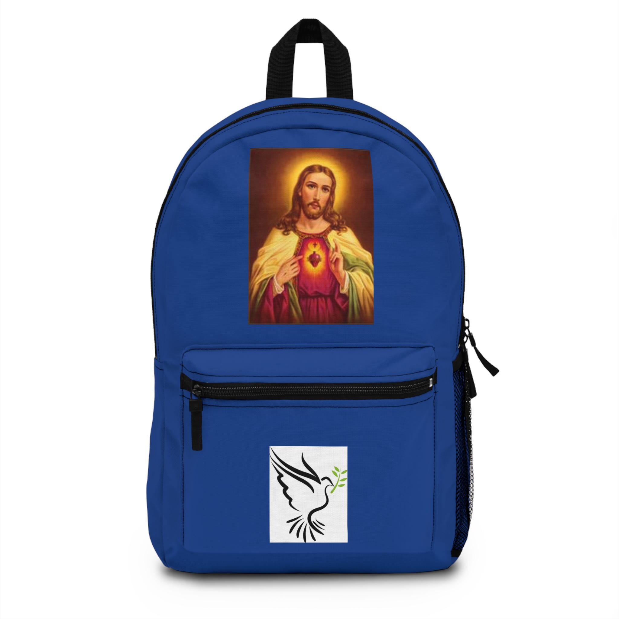 Sacred Heart of Jesus Backpack, Religious Rucksack, Christian School Bag, Faithful Carryall, Spiritual Backpack Gift