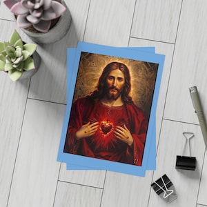 Pacotes de cartões postais, Sagrado Coração de Jesus, cartões postais religiosos, conjunto de papelaria, presente cristão, cartões de oração católicos