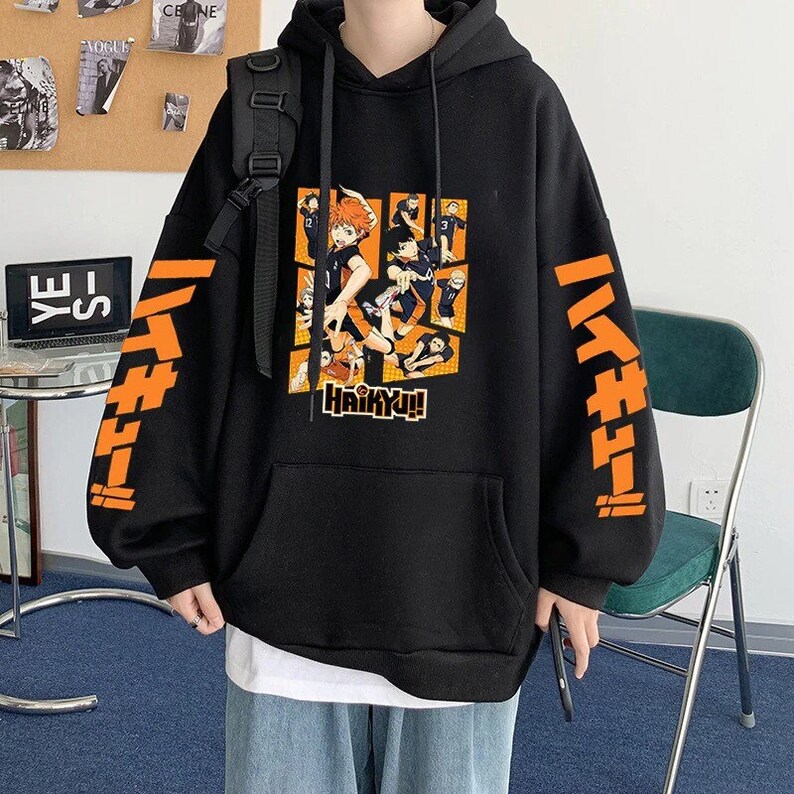 Anime Hoody l Haikyuu Hoodies l Sweatshirts Men / Women l Karasuno Fly High Graphic Streetwear l Pullover Winter Warm Unisex Sweatshirts 