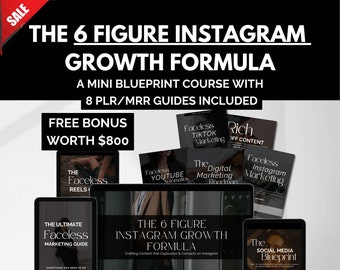 Pakiet przewodnika po marketingu cyfrowym Faceless: Plan rozwoju Instagrama (PLR i MRR)