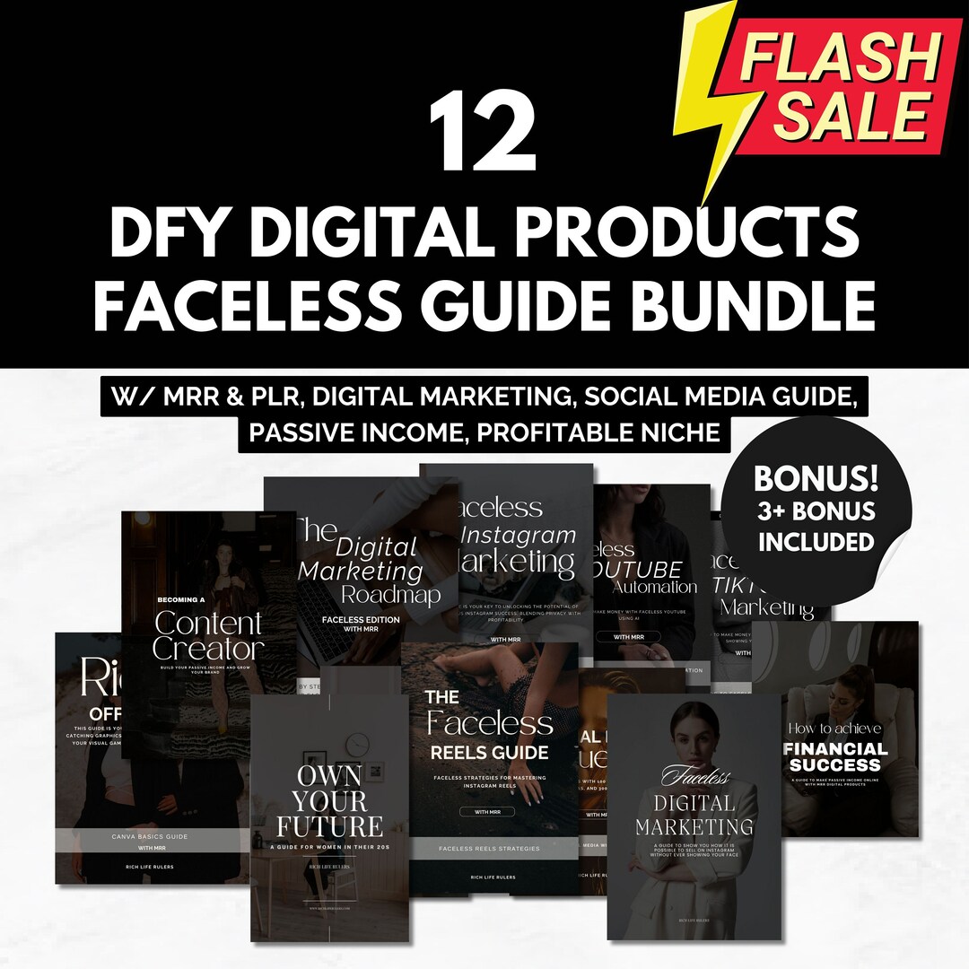 Faceless Marketing Ebook Bundle: PLR & MRR, Canva Editable (digital ...
