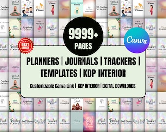 Paquete de plantillas Canva PLR de más de 9999 páginas, 200 plantillas Canva, planificadores, diarios, rastreadores, imprimibles, derechos de reventa maestra, producto MRR 2026