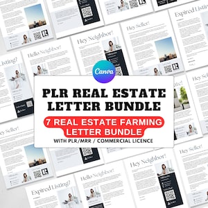 Paquete PLR de derechos de reventa de bienes raíces, carta de agricultura inmobiliaria, marketing de agentes inmobiliarios con licencia comercial y derechos PLR