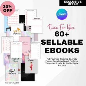 60 MRR PLR Ebooks Editable Planners, Trackers and Journals Ideal for Passive Income with Master Resell Rights and Private Label Rights DFY