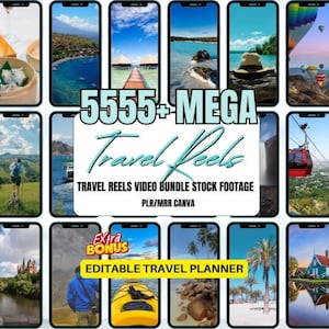 Mega Luxury Travel Reels with MRR & PLR | 5500+ Faceless Aesthetic Travel Videos Bundle for Reels, Rich Life, Yachts, Hotels, Beach Reels