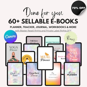 60 MRR PLR Ebooks Editable Planners, Trackers and Journals Ideal for Passive Income with Master Resell Rights and Private Label Rights DFY