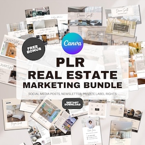 Real Estate Marketing Bundle: Canva Templates, Buyer & Seller Guides (PLR)