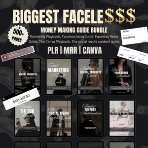 Biggest Faceless Money Making MRR PLR Bundle Faceless Digital Marketer Theme Page Guide Faceless Starter Kit Master Resell Rights Education