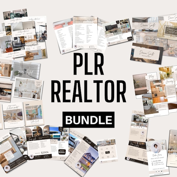 Real Estate PLR Bundle, Real Estate Templates Canva, Social Media Marketing With Master Resell Rights