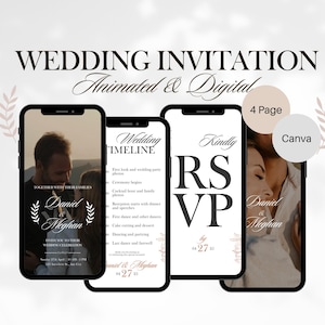 Digital Animated Wedding Invitation Electronic Wedding Editable Invitation Wedding Invitation Digital Wedding Invite Wedding Rsvp Canva