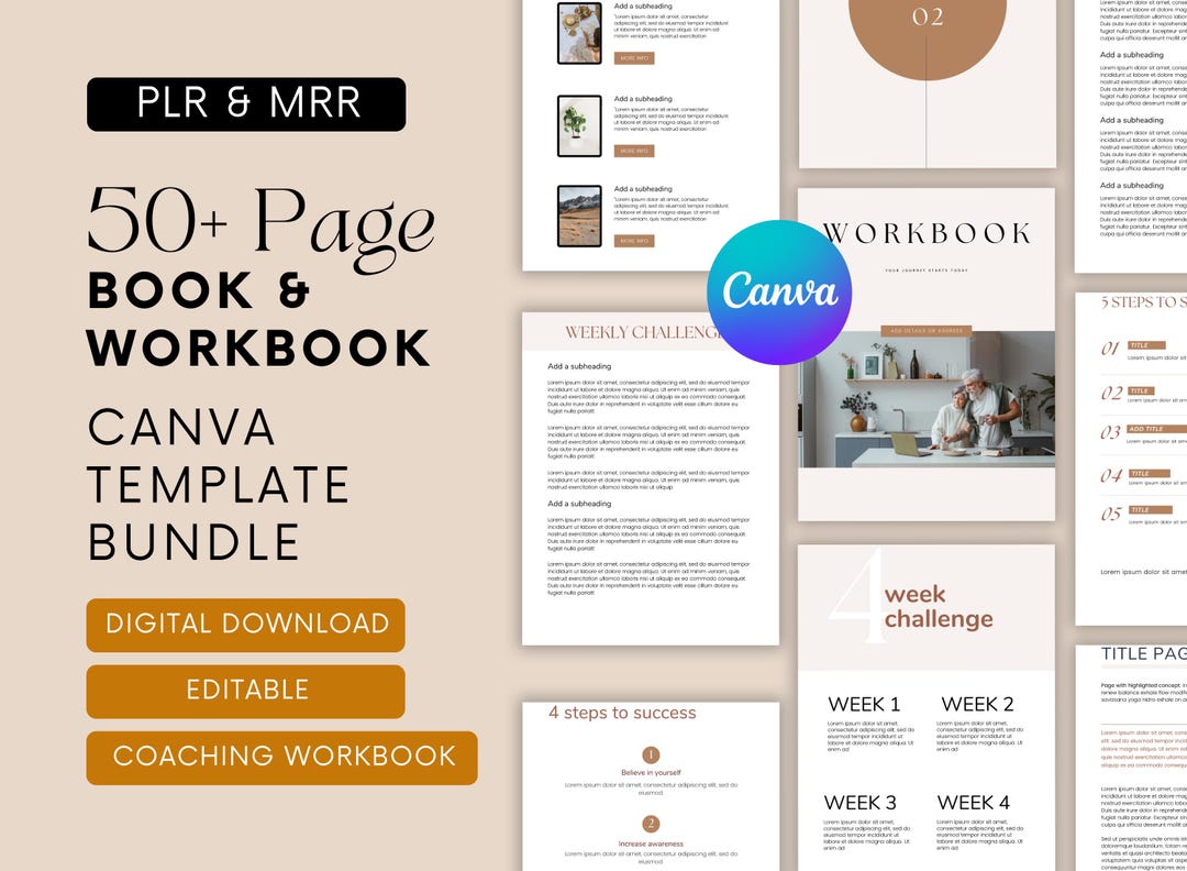 Editable Canva Ebook Template Bundle, Lead Magnet, Coaching Workbook ...