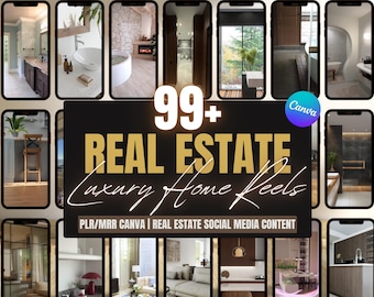 Luxury Real Estate Reels Bundle: Realtor Marketing, MRR PLR (Canva Templates Digital Download