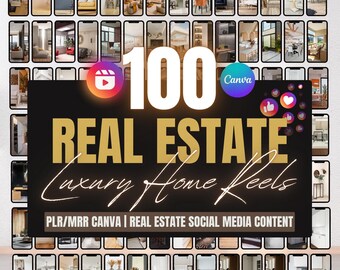 Luxury Real Estate Reels Bundle: Realtor Marketing, MRR PLR (Canva Templates Digital Download