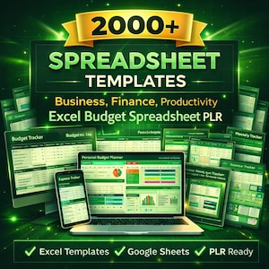 Plus de 2 000 modèles de feuilles de calcul : DPP, petite entreprise, tenue de livres (droits de revente, téléchargement numérique)