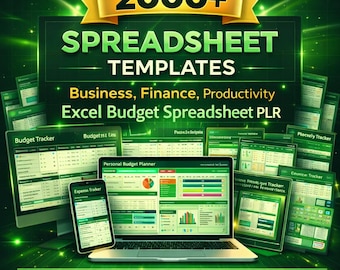 2000+ Spreadsheet Templates Bundle: PLR Small Business, Bookkeeping (Resell Rights, Digital Download)