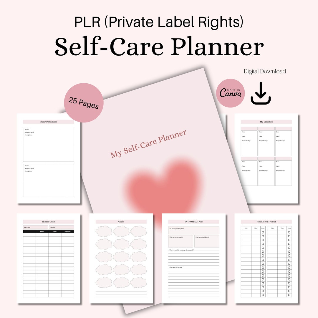 PLR Self Care Planner: 25-page Printable, Resell Rights (digital ...