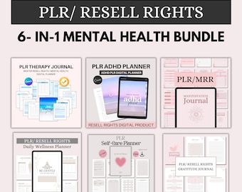 6-in-1 PLR Mental Health Bundle, Printable Planner To Resell With Private Label Rights, Master Resell Rights, Plr Adhd, Digital Products